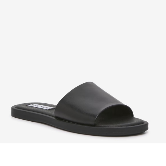New Steve Madden Sienna Black Leather Slide Sandals size 10 - Picture 1 of 9
